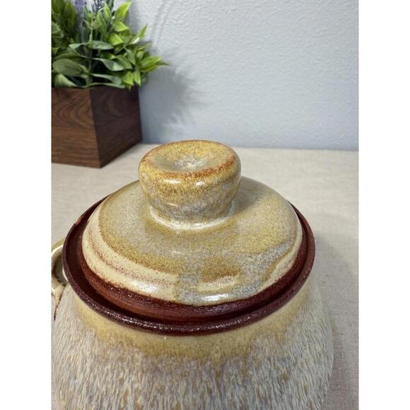 ARTIST SIGNED MULTI COLOR STUDIO POTTERY POT WITH LID - Picture 6 of 9